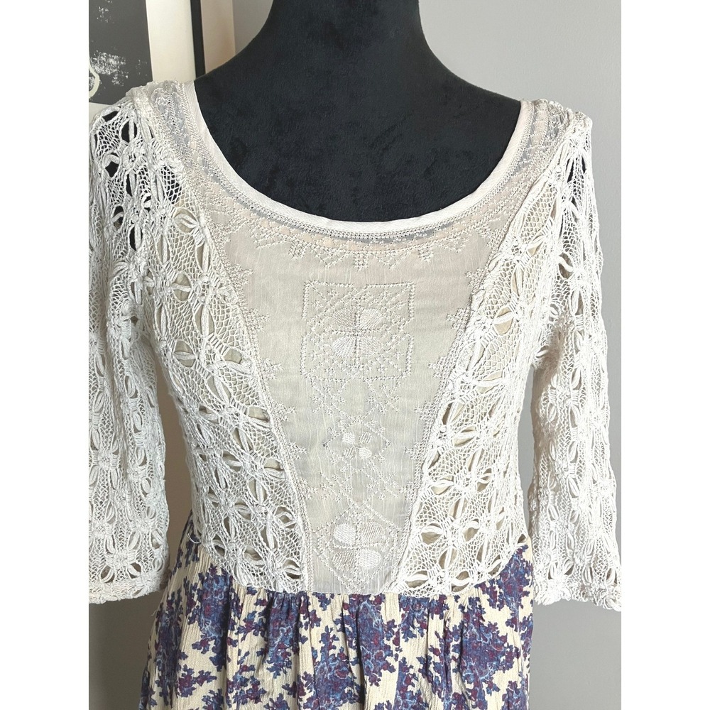 Free‎ People Lonesome Dove Hi-Lo Crochet Floral Boho Gypsy Cottage dress Size 4 - Picture 7 of 12